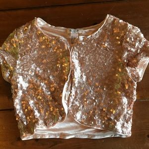 Rose gold sequin short sleeve cardigan/jacket